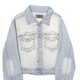 VERSACE JEANS COUTURE Mens Blue Denim Button Jacket XS Cotton Distressed