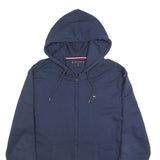 TOMMY HILFIGER Mens Navy Zip Up Hoodie XL Branded Sleeve Tape Casual