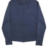 TOMMY HILFIGER Mens Navy Zip Up Hoodie XL Branded Sleeve Tape Casual