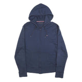 TOMMY HILFIGER Mens Navy Zip Up Hoodie XL Branded Sleeve Tape Casual