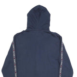 TOMMY HILFIGER Mens Navy Zip Up Hoodie XL Branded Sleeve Tape Casual
