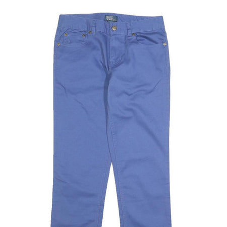 POLO RALPH LAUREN Womens Cotton Blend Blue Slim Straight Trousers W28 L30
