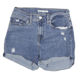 LEVI'S Womens Denim Blue Casual Shorts S W27 Rolled Hem Cotton Blend