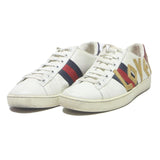 GUCCI Ace Womens Leather Trainers White Blue Red UK 3 Stylish Fashion