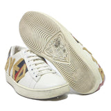 GUCCI Ace Womens Leather Trainers White Blue Red UK 3 Stylish Fashion