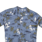 Mens Blue Hawaiian Style M Cotton Blend Shirt Tropical Print Relaxed Fit