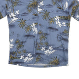 Mens Blue Hawaiian Style M Cotton Blend Shirt Tropical Print Relaxed Fit
