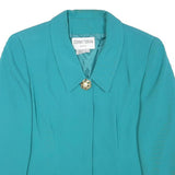 DONNA TORAN Womens Blue Button Jacket M Polyester Blend Classic Elegant Light