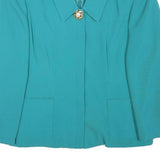 DONNA TORAN Womens Blue Button Jacket M Polyester Blend Classic Elegant Light