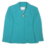 DONNA TORAN Womens Blue Button Jacket M Polyester Blend Classic Elegant Light