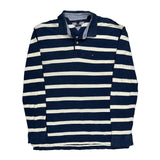 Tommy Hilfiger Striped Long Sleeve Polo Shirt - XL Blue Cotton