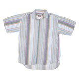 PNOTEST BLUES Mens Blue Green & Yellow Stripe Cotton Blend Shirt L Summer Casual