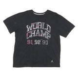 AIR JORDAN Mens Black Graphic Print XL Short Sleeve Crew Neck Cotton Blend