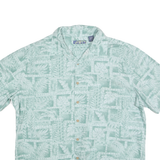 CAMPIA Mens Green Cotton Short Sleeve XL Hawaiian Shirt Tropical Print Casual