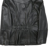 Womens Black Leather Jacket S Zip Faux Shearling Collar Classic Biker Outerwear