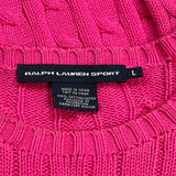 Ralph Lauren Sport Cable Knit Sweater - Large Pink Cotton