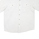 WRANGLER Mens White Cotton Blend Short Sleeve Shirt L Casual Button Pocket