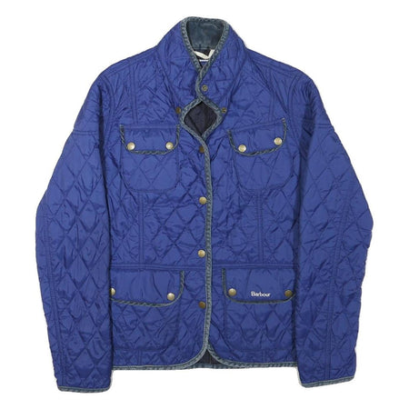 BARBOUR Womens Blue Quilted Jacket XS Polyester Blend Button Closure Classic
