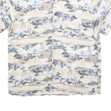 Mens Beige Patterned Cotton Blend Short Sleeve Shirt M Casual Beach Style