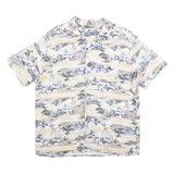Mens Beige Patterned Cotton Blend Short Sleeve Shirt M Casual Beach Style