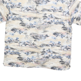 Mens Beige Patterned Cotton Blend Short Sleeve Shirt M Casual Beach Style