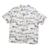 Mens Beige Patterned Cotton Blend Short Sleeve Shirt M Casual Beach Style