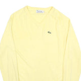 IZOD LACOSTE Mens Yellow V Neck Plain Jumper M Lightweight Soft Knit