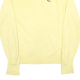 IZOD LACOSTE Mens Yellow V Neck Plain Jumper M Lightweight Soft Knit