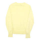 IZOD LACOSTE Mens Yellow V Neck Plain Jumper M Lightweight Soft Knit