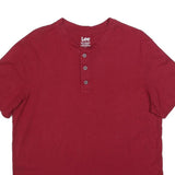 LEE Mens Red Henley T-Shirt L Short Sleeve Crew Neck Cotton Blend Casual