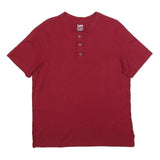 LEE Mens Red Henley T-Shirt L Short Sleeve Crew Neck Cotton Blend Casual
