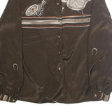 ARK REWORKS Womens Brown Printed Shirt Long Sleeve Collared M Satin Retro Design