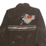 ARK REWORKS Womens Brown Printed Shirt Long Sleeve Collared M Satin Retro Design