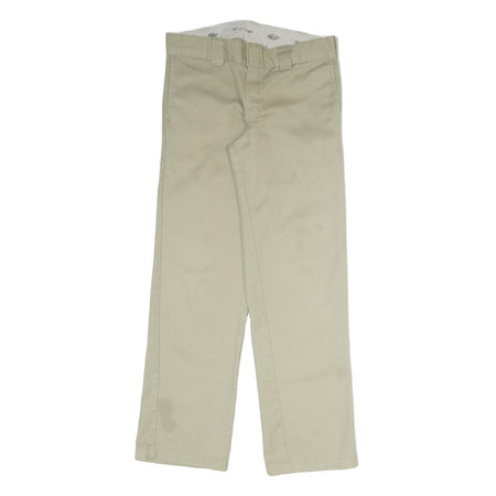 DICKIES Mens Cotton Blend Beige Regular Straight Trousers W32 L30 Workwear