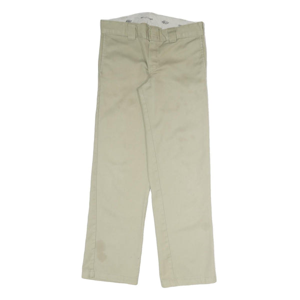 DICKIES Mens Cotton Blend Beige Regular Straight Trousers W32 L30 Workwear