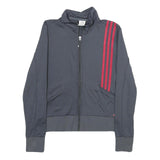ADIDAS Womens Grey & Red Track Jacket UK 14 Polyester Blend Athletic Zip
