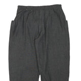 Womens Relaxed Fit Grey Cotton Blend Trousers W34 L28 Zip Closure Elastic Waist