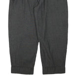 Womens Relaxed Fit Grey Cotton Blend Trousers W34 L28 Zip Closure Elastic Waist