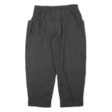 Womens Relaxed Fit Grey Cotton Blend Trousers W34 L28 Zip Closure Elastic Waist