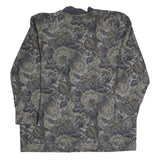 Womens Blue & Grey Floral Button Jacket XL Polyester Blend Woven Bomber Style