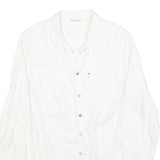 G-STAR Womens White Cotton Blend Shirt M Casual Button-Up Lightweight Summer