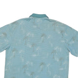 TRADER BAY Mens Blue Palm Tree Print Short Sleeve XL Polo Shirt Cotton Blend