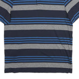 CALVIN KLEIN Mens Navy Blue & Grey Striped Short Sleeve Polo Shirt M Cotton