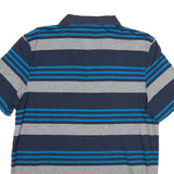 CALVIN KLEIN Mens Navy Blue & Grey Striped Short Sleeve Polo Shirt M Cotton