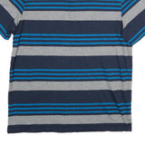 CALVIN KLEIN Mens Navy Blue & Grey Striped Short Sleeve Polo Shirt M Cotton