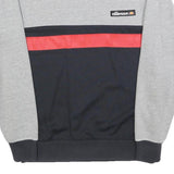 ELLESSE Mens Grey & Black & Red Cotton Blend Sweatshirt Crew Neck S Casual Style