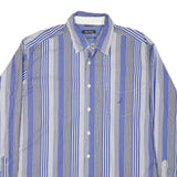 NAUTICA Mens Blue & Grey Stripe Shirt XL Cotton Blend Long Sleeve Casual