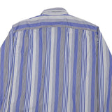 NAUTICA Mens Blue & Grey Stripe Shirt XL Cotton Blend Long Sleeve Casual