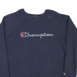CHAMPION Mens Blue Navy Crew Neck S Cotton Blend Pullover Sweatshirt Logo