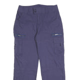 Mens Regular Blue Cotton Blend Cargo Trousers W34 L30 Utility Pocket Zip Closure